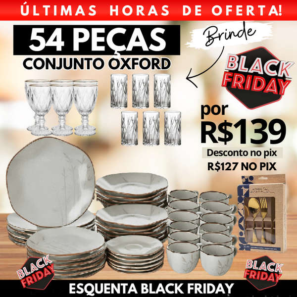 Aparelho de Jantar Oxford + Taças Diamond + Copos Cristal + Faqueiro [ÚLTIMO DIA]